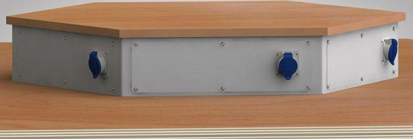 KLW 6-Eck-Energieaufsatz für Arbeitsplatzlänge 1350 mm, mit Abdeckplatte aus Buche-Multiplex, 1, 6E-EAB-K135-001