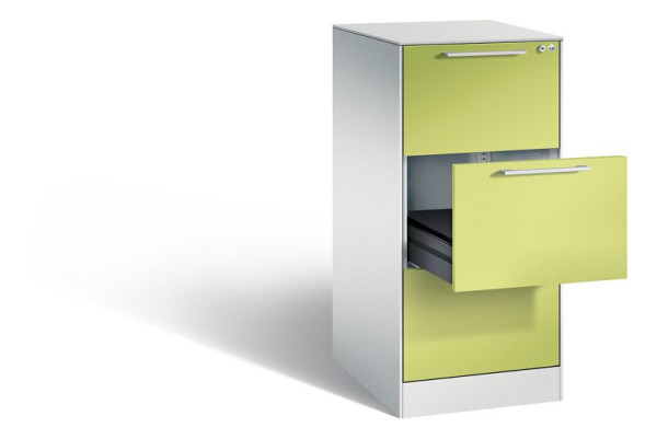 C+P Karteischrank Asisto, H1010xB440xT600mm, Farbe: Lichtgrau / Viridingrün, Bügelgriff, 146245-321 S10023