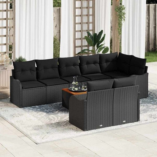 vidaXL Garten-Sofa-Set 9-teilig Schwarz, 3356140, 8721288364111