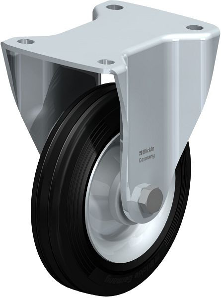 Blickle BH-RD 162R Stahlblech-Bockrolle, Schwerlast-Ausführung, mit Anschraubplatte, Zweikomponenten-Vollgummi, Schwarz, 3376