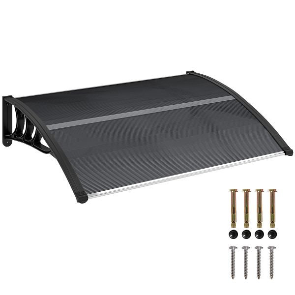 Outsunny Vordach, Haustürvordach, Überdachung für Eingänge und Fenster, 100L x 75B x 23H cm, Schwarz, B70-051V01BK