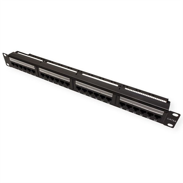 VALUE Kategorie 6A (Class EA) 19"-Patchpanel, 24 P, ungeschirmt, schwarz, 26.99.0357