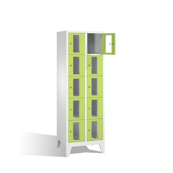 C+P Schließfachschrank Classic, H1850xB610xT500mm, Farbe: Lichtgrau / Viridingrün, 8010A205 S10007