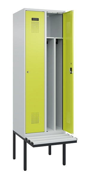 C+P Spind Evolo PLUS, 2 Abteile, 2120x600x815mm, 7035/0024, Zylinderschloss, Material Sitzfläche Kunststoff, 0490407-20F S10096
