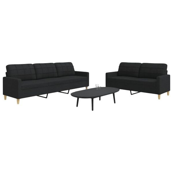 vidaXL 2-tlg. Sofagarnitur Schwarz Stoff, Entspannung, 3278323