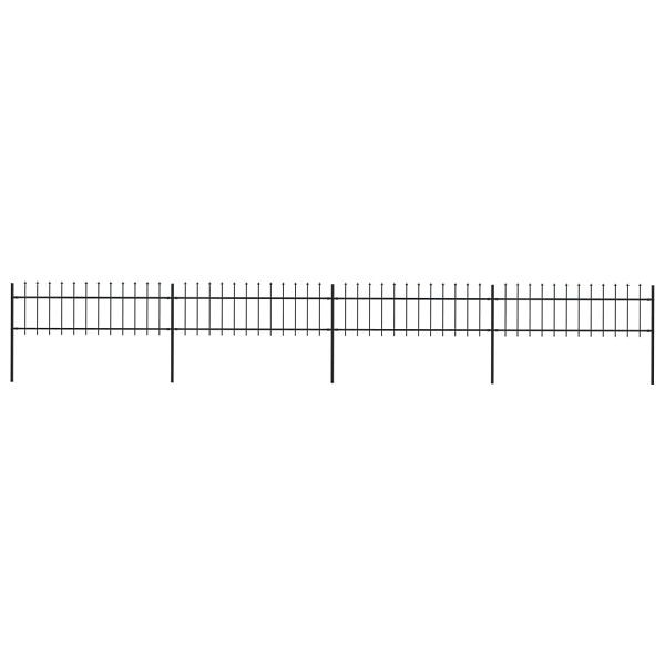 vidaXL Gartenzaun mit Speerspitzen Stahl 6,8 x 0,6 m Schwarz, 277596