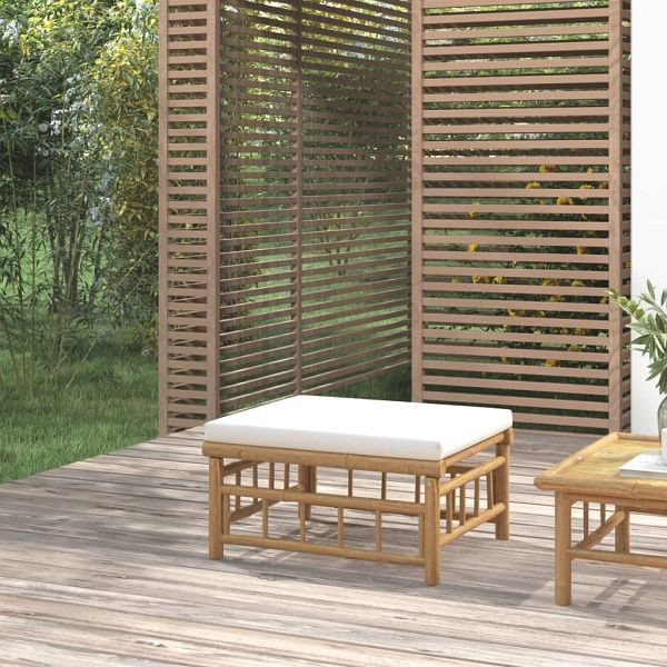 vidaXL Gartenhocker mit Cremeweißem Kissen Bambus, 362302