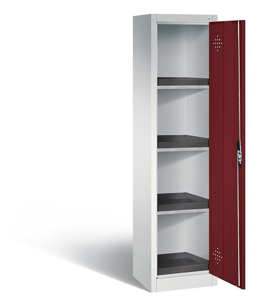 C+P Umweltschrank Acurado, H1950xB502xT500mm, Farbe: Lichtgrau / Rubinrot, Muldengriff, 8901-316 S10108
