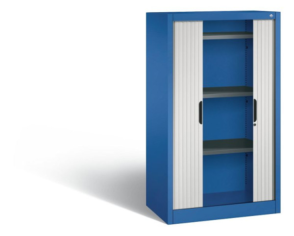 C+P Sideboard mit Rollladen Omnispace, H1345xB800xT420mm, Farbe: Enzianblau / Lichtgrau, Griffmulde, 3 OH, 3221-00 S10075