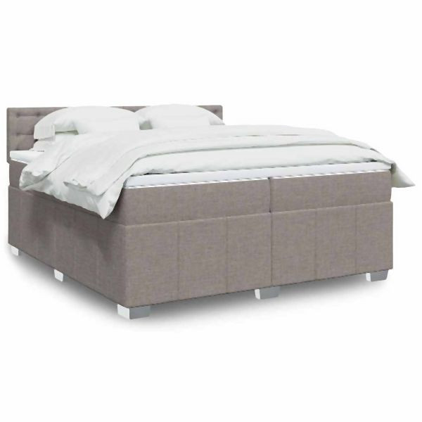vidaXL Boxspringbett mit Matratze Taupe 200x200 cm Stoff, 3287193