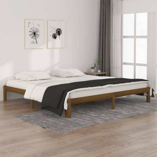 vidaXL Massivholzbett Honigbraun Kiefer 200x200 cm, 810388