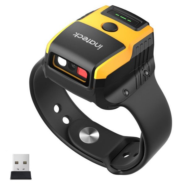 inateck Nano 370 Barcode Scanner Kabellos 2D, Armbanduhr-Stil, QR Code Scanner Bluetooth, Sprachsteuerung, Typ-C Kabel & 2.4G Adapter Wireless, N6022_black