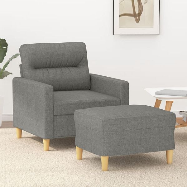 vidaXL Sessel mit Hocker Dunkelgrau 60 cm Stoff, 3153414