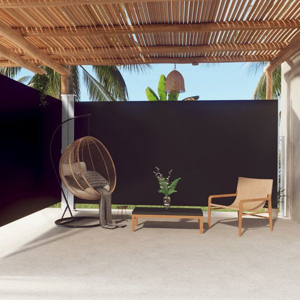 vidaXL Seitenmarkise Ausziehbar Schwarz 200x600 cm, 318006