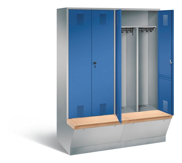 C+P Schwarz-Weiss-Spind Evolo, H2090xB1590xT815mm, Farbe: Weißaluminium / Enzianblau, 48056-42 S10152