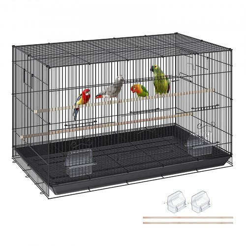VEVOR Vogelvoliere 76x46x45cm aus Q195-Kohlenstoffstahl für 2-3 mittelgroße bis große Vögel mit Sicherheitstür Vogelheim Vogelbauer, ZMSMNNL31191UJ93SV0
