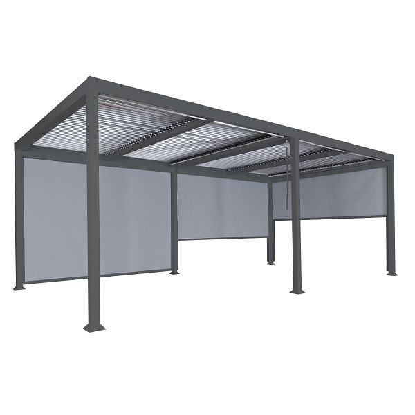 Mendler Alu Pergola HWC-L41 mit 3x Seitenwand, Lamellen-Pavillon, stabiles 8cm-Metall-Gestell 3x6m, anthrazit, 98771+98772+98773+98774+3x98787