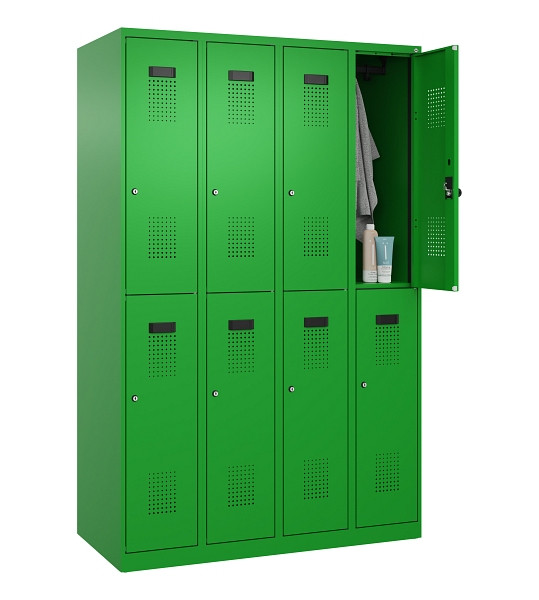 C+P Doppelstöckiger Spind Evolo PLUS, 8 Fächer, 1850x1200x500mm, 6037/6037, Zylinderschloss, 049300-40 S10053