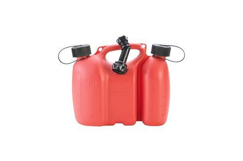 DENIOS Doppelkanister für Kraftstoff, integrierter Ölbehälter, 3 + 1,5 l, rot, VE: 6 Stück, 308377