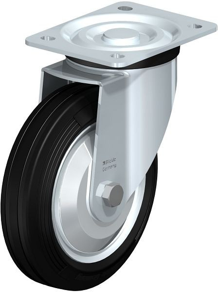 Blickle L-RD 182R-FA Stahlblech-Lenkrolle, mittelschwere Ausführung, mit Anschraubplatte, Zweikomponenten-Vollgummi, Schwarz, 88302