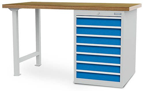 Bedrunka+Hirth Reihenwerkbank R 18-24, 1x100 mm, Schubladen-Vollauszug 100 %, Schubladen mit 50 mm Blendenhöhe, 2000 x 750 x 859 mm, 03.20.580.6-1V