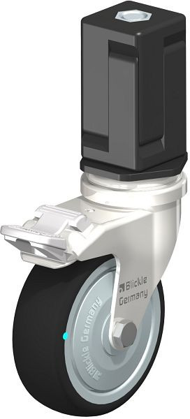 Blickle LRXA-PATH 75KD-FI-FK-EXV07 Edelstahl-Apparate-Lenkrolle mit Expander & Feststeller, Thermoplastisches Polyurethan, Grau, 853375