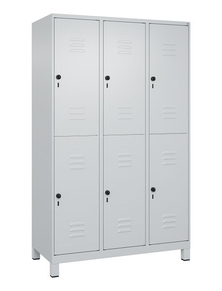 C+P Doppelstöckiger Spind Classic PLUS, Füße, 3 Abteile, 1950x1200x500mm, 7035/7035, 080310-32 S10009