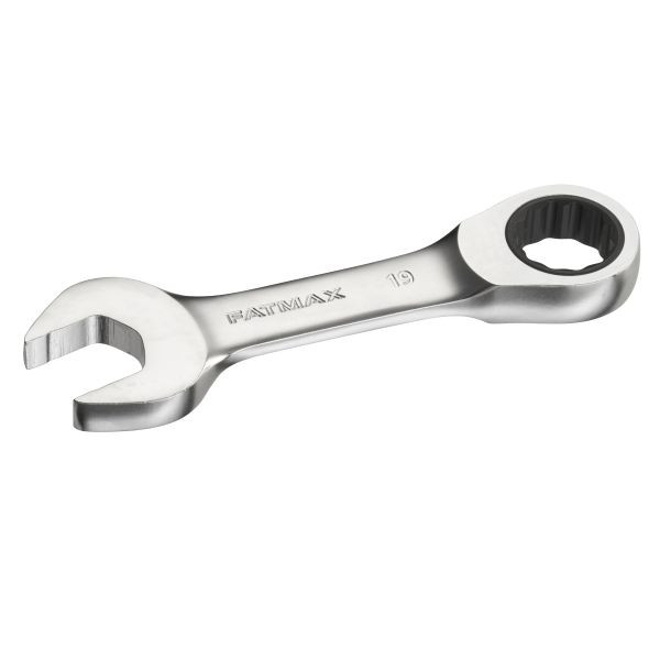 Stanley FATMAX Ringmaulschlüssel mit Ratsche 19 mm, kurze Ausführung, 72 Zähne, 12-Kant, 15° gekröpft, FMMT13115-0