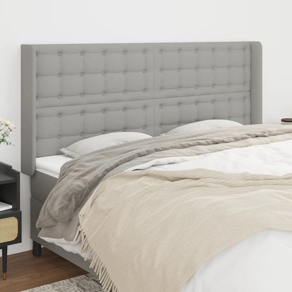 vidaXL Kopfteil mit Ohren Hellgrau 163x16x118/128 cm Stoff, 3120020
