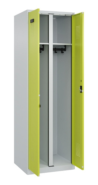 C+P Schwarz-Weiß-Spind Evolo PLUS, 2 Abteile, 1850x600x500mm, 7035/0024, Zylinderschloss, 049002-20 S10042