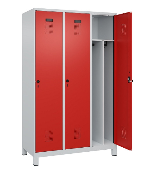 C+P Spind Evolo PLUS, mit Füßen, 3 Abteile, 1950x1200x500mm, 7035/3020, Verschluss Drehriegel, 049010-32F S10005