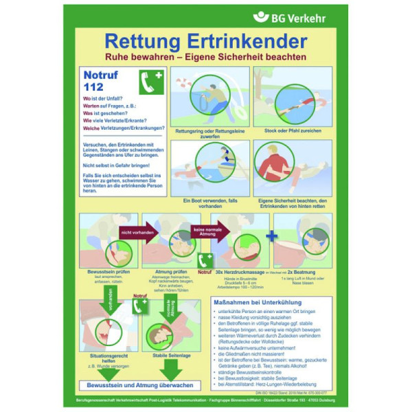 Stein HGS Berufsgenossenschaftlicher Aushang, Rettung Ertrinkender, 51.2903