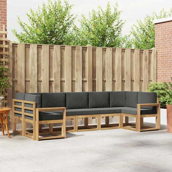 vidaXL Outdoor-Sofagarnitur mit Kissen 7-teilig Weiß und Anthrazit, 3388161