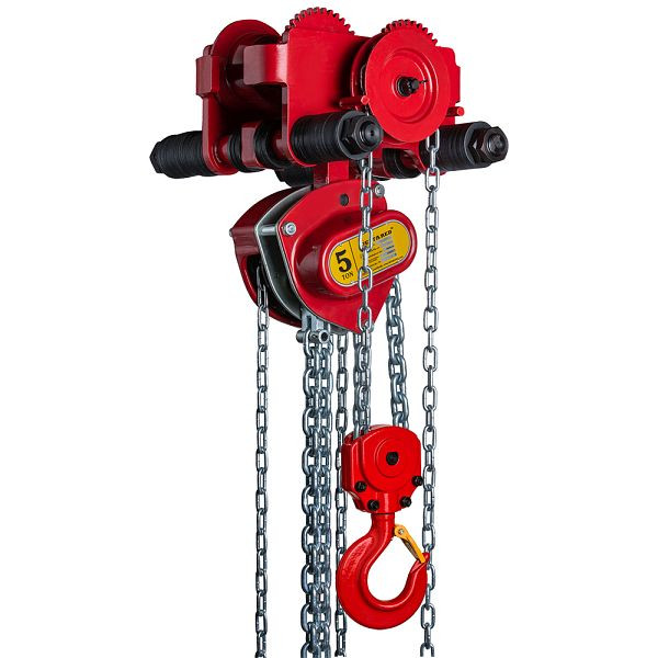 DELTA RED® Premium Stirnradkettenzug, mit Überlastschutz, mit integriertem Haspelfahrwerk, 5t mit 3m Hubhöhe, DR.0.09105003