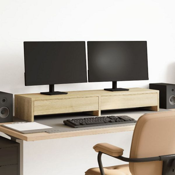 vidaXL Monitorständer mit Schubladen Sonoma-Eiche 100x27x15 cm, 854672