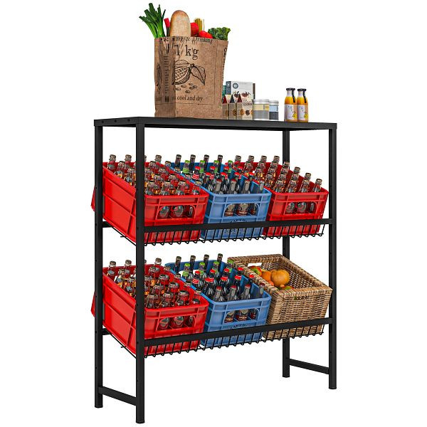 HOMCOM Lagerregal, höhenverstellbar, stabiles Metall, platzsparendes Design, 210 kg belastbar, Schwarz, 838-451V00BK