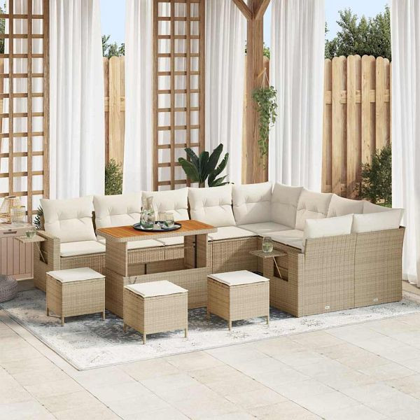 vidaXL Garten-Sofa-Set 13-teilig Beige und Creme 110 x 55 x 71 cm, 3363741