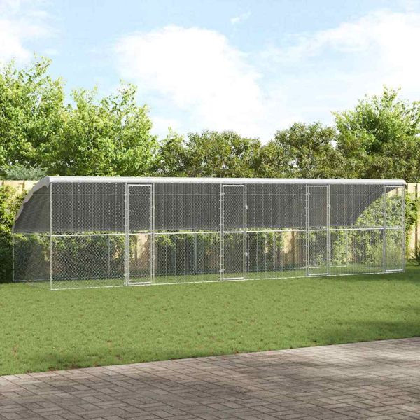 vidaXL Hühnerkäfig Silber 800 x 200 x 198.5 cm Verzinkter Stahl, 3368316