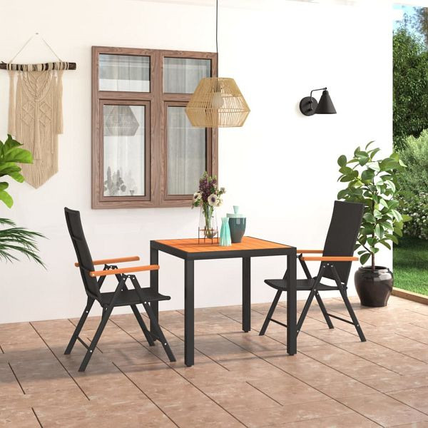vidaXL 3-teilig Garten-Essgruppe Schwarz und Braun, 3060076