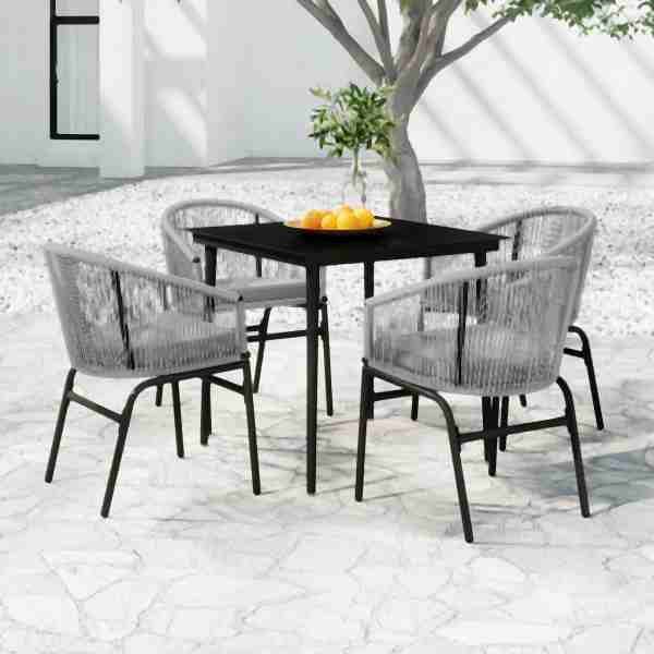 vidaXL 5-tlg. Garten-Essgruppe Grau, 3099252, 8720286912263