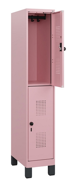 C+P Doppelstöckiger Spind Evolo PLUS, Füße, 2 Fächer, 1630x300x500mm, 3015/3015, Drehriegel, 0493105-10 S10032