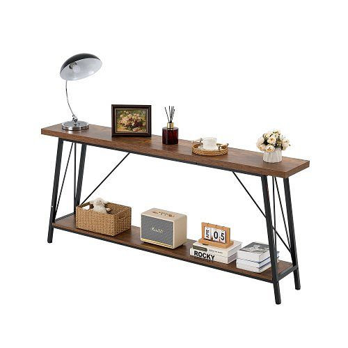 VEVOR schmaler Konsolentisch 180 cm, 2-stufig, Metallrahmen, 45,3 kg Belastbar, für Flur, Wohnzimmer, Schlafzimmer, BSXGZDCK708624KBQV0
