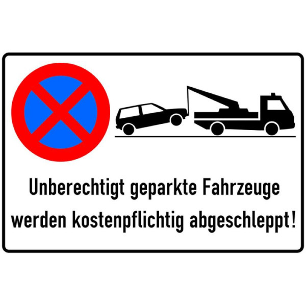 Stein HGS Haltverbotsschild, Absolutes Haltverbot, Unberechtigt geparkte Fahrzeuge…, Aluminium, geprägt, 1000 x 600 mm, 11.5995