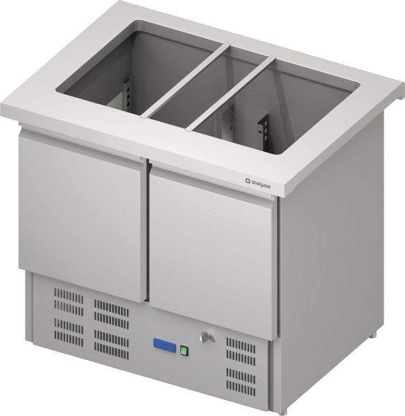 Stalgast Edelstahl Saladette "Free Flow", zweitürig 1000x750x880 mm Granitabdeckung "Standard G1", FF10205