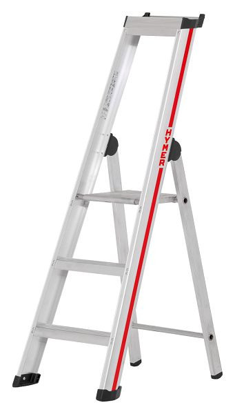 HYMER Stufenstehleiter mit Plattform, einseitig begehbar, 3 Stufen, Länge 1,45 m, Standhöhe: 0,68 m, 602603
