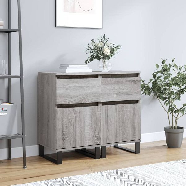 vidaXL Sideboards 2 Stück Grau Sonoma 40x35x70 cm Holzwerkstoff, 831177