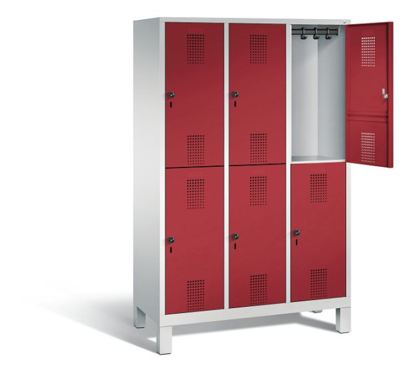 C+P Spind doppelstöckig Evolo, H1850xB1200xT500mm, Farbe: Lichtgrau / Rubinrot, 48310-32 S10024