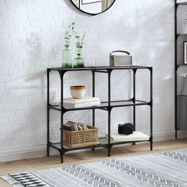 vidaXL Konsolentisch mit Glasplatte Transparent 98x30x81 cm Stahl, 846028