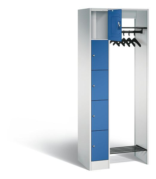 C+P Offene Garderobe Serie 8070, H1950xB740xT480mm, Farbe: Lichtgrau / Enzianblau, 80700-00 S10003