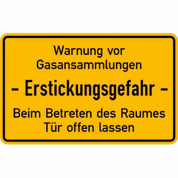Stein HGS Hinweisschild, Warnung vor Gasansammlungen - Erstickungsgefahr - Beim Betreten des Raumes Tür, 11.5354